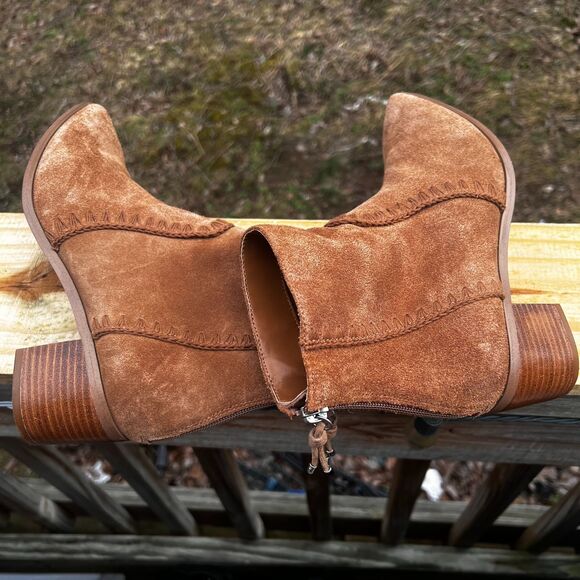 Sanctuary Refine Women's Tan Suede Leather Western Ankle Boots US Size 8.5 - Picture 13 of 16